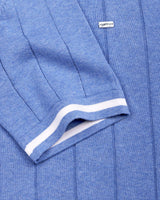 Drongo Blue Melange Knitted Cotton Polo T-Shirt