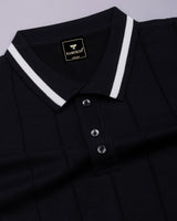 Drongo Black Knitted Cotton Polo T-Shirt