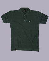 Conure Teal Green Knitted Cotton Polo T-Shirt