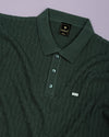 Conure Teal Green Knitted Cotton Polo T-Shirt
