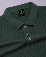 Conure Teal Green Knitted Cotton Polo T-Shirt