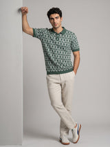 Costa Pistachio Green Knitted Cotton Polo T-Shirt