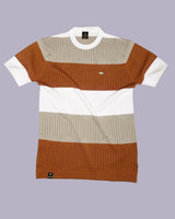 Tundra Brown Multicolor Stripe Knitted Cotton T-Shirt