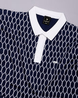 Walrus Blue Knitted Cotton Polo T-Shirt