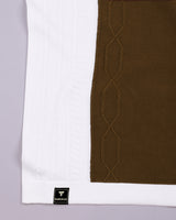Sloth Brown With White Knitted Cotton Polo Designer T-Shirt