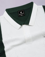 Sloth Green With White Knitted Cotton Polo Designer T-Shirt