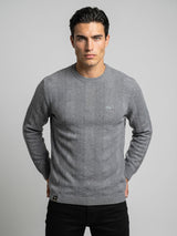 Hamilton Gray Melange Knitted Cotton Full Sleeves T-Shirt
