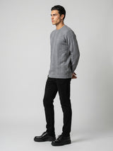Hamilton Gray Melange Knitted Cotton Full Sleeves T-Shirt