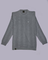 Hamilton Gray Melange Knitted Cotton Full Sleeves T-Shirt
