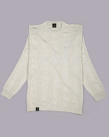 Hamilton White Melange Knitted Cotton Full Sleeves T-Shirt