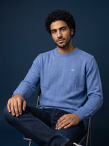 Hamilton SkyBlue Melange Knitted Cotton Full Sleeves T-Shirt