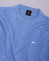 Hamilton SkyBlue Melange Knitted Cotton Full Sleeves T-Shirt