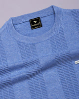 Hamilton SkyBlue Melange Knitted Cotton Full Sleeves T-Shirt