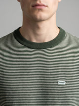 Danver Green Stripe Knitted Cotton T-Shirt
