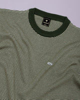 Danver Green Stripe Knitted Cotton T-Shirt