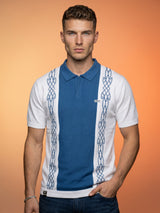 California SteelBlue Knitted Cotton Designer Polo T-Shirt