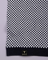 Oreo Black With White Check Knitted Cotton Polo T-Shirt