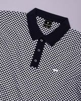Oreo Black With White Check Knitted Cotton Polo T-Shirt