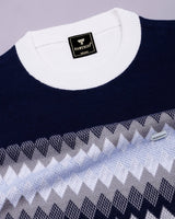 Freezon Blue Knitted Cotton Full Sleeves T-Shirt