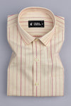 Cream with pink stripe shirt