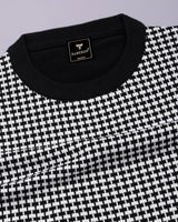 Niron Black With White Knitted Cotton T-Shirt