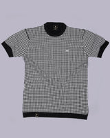 Niron Black With White Knitted Cotton T-Shirt
