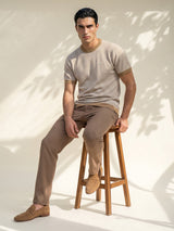 Niron Cream With White Knitted Cotton T-Shirt