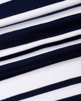 Froven NavyBlue With White Stripe Knitted Cotton Full Sleeves T-Shirt