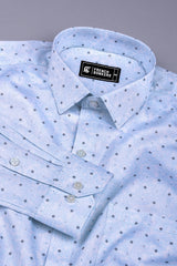 White with blue mango printed cotton shirt
