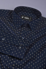Blue with golden date leaf printed cotton shirt