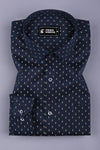 Blue with golden date leaf printed cotton shirt