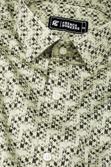 Parmesean yellow with brown printed cotton shirt