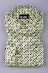 Parmesean yellow with brown printed cotton shirt