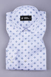 Floral white with blue printed cotton shirt