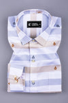 White with light grey weft stripe cotton shirt