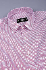 White with red rhombus shape printed cotton shirt