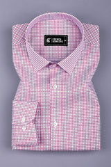 White with red rhombus shape printed cotton shirt