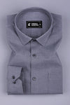 Grey with tiny square shape printed cotton shirt