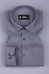 Grey with tiny square shape printed cotton shirt