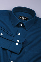 Midnight blue dobby texture cotton shirt