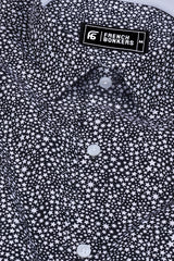 Black With White Star Printed Cotton Shirt