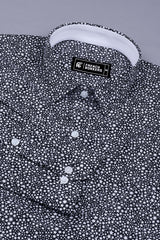 Black With White Star Printed Cotton Shirt