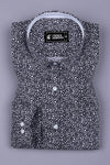 Black With White Star Printed Cotton Shirt