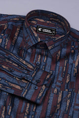 Rainbow Blue With Brown Printed Shirt