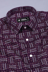 Purple With White Printed Shirt