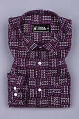 Purple With White Printed Shirt