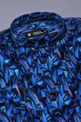 Blue Geometric Print Cotton Shirt