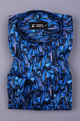 Blue Geometric Print Cotton Shirt