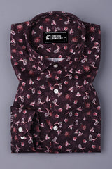 Purple With Light Pink Floral Printed Shirt