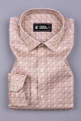 Desert Sand Check Pattern Printed Cotton  Shirt